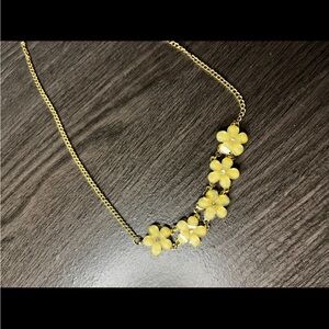 Yellow Floral Gold Necklace with Dainty Chain